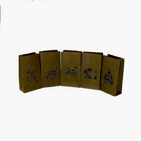 İki Taraf Tek Renk Baskılı 25X14X34 Cm Kese Kağıdı Fast Food Menu Servis Paket Torbası Kraft Renk