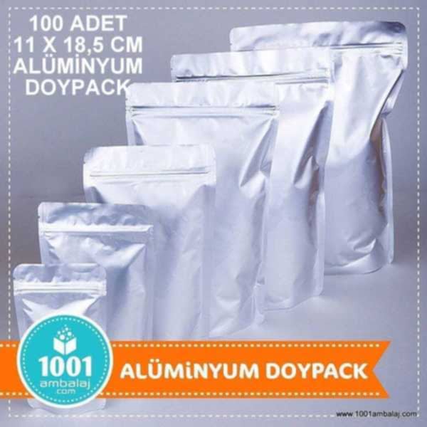 11X18,5 Cm Alüminyum 100 Adet Kilitli Doypack Torba 100 Gr /02/