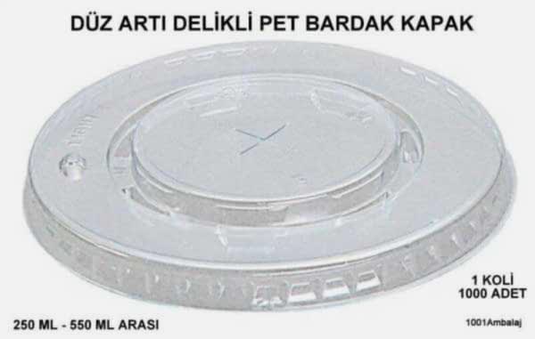 Bardak Kapağı Düz Pipet Delikli Plastik Şeffaf 8 Oz - 18 Oz Arasi / 95 Çap / 1 Koli 1000 Adet