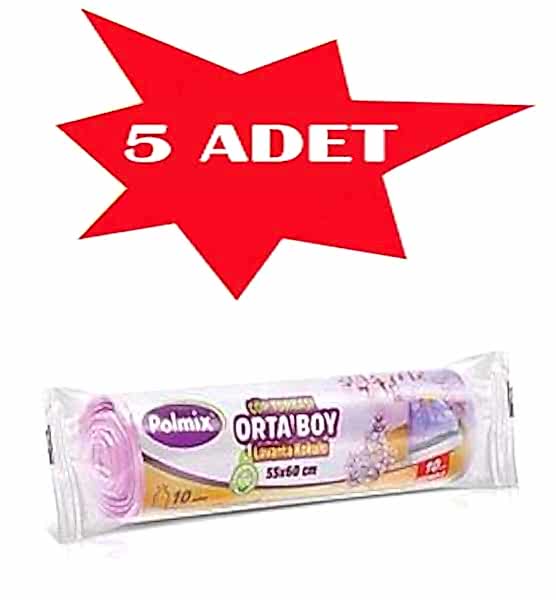 Çöp Torbası Polmix Büzgülü Büyük 65X70 Lavanta Kokulu 5 Paket