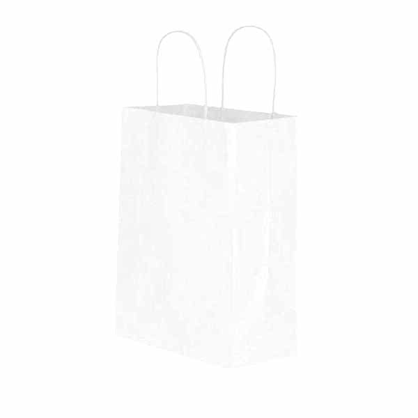 Kraft kağıt Çanta 19X8X24 Cm Beyaz 100 Adet