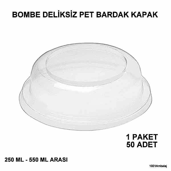 Bardak Kapağı Bombe Deliksiz Plastik Şeffaf 8 Oz - 18 Oz Arasi / 95 Çap / 50 Adet